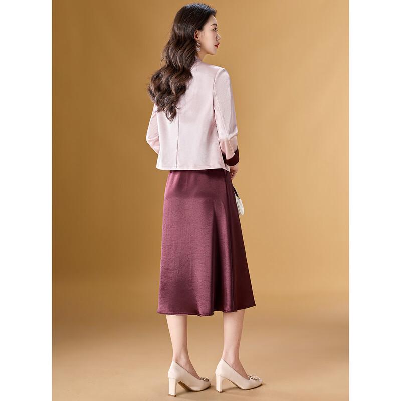 New Chinese Style Embroidered Satin Two-Piece Dress