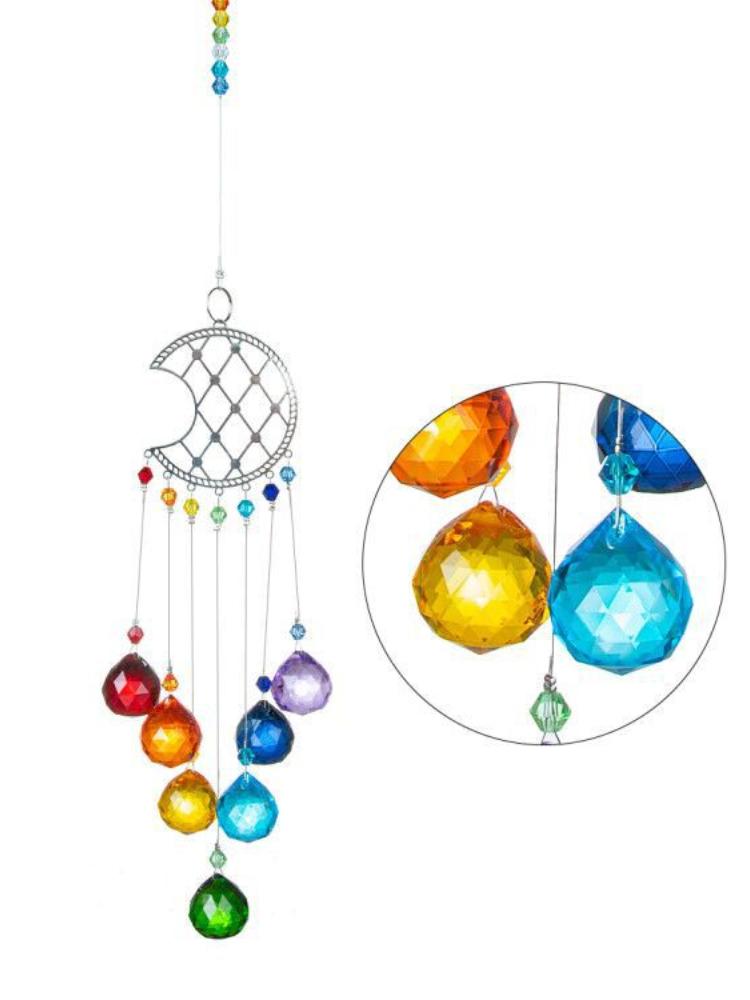 Pandantiv cu bilă de cristal suspendată, pandantiv cu bilă de cristal, copacul vieții, prismă de cristal pentru exterior și casă