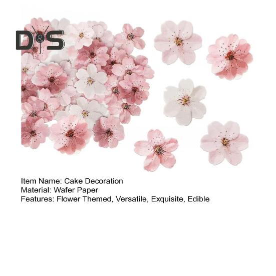 Decoraciones comestibles de flores de papel para pastel, cerezo sakura, postre, adornos para pastel, bodas, fiesta de cumpleaños, accesorios para pastel
