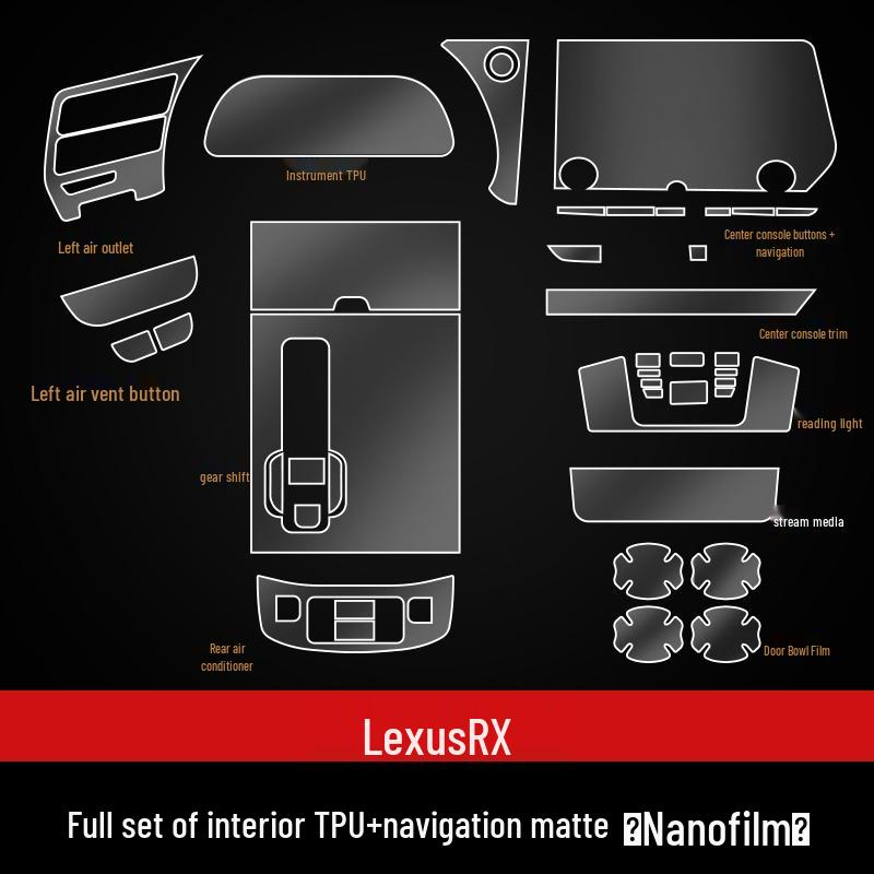Fits 23 Lexus RX350h Models: Center Console Gear Shift & Navigation Display Tempered Film.