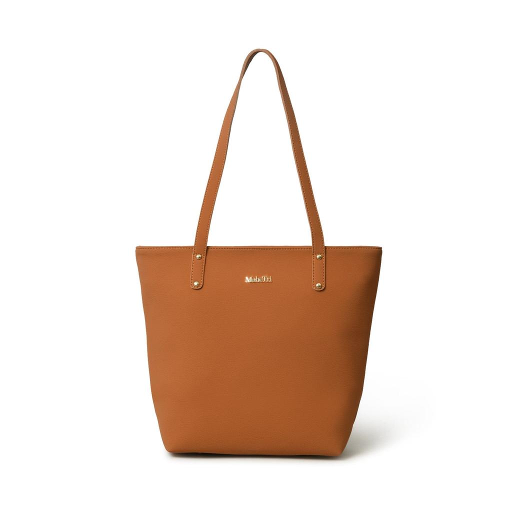 MaheTri Era Vegan Leather Tote - Tan Brown For Women, Designed for Everyday Office Use