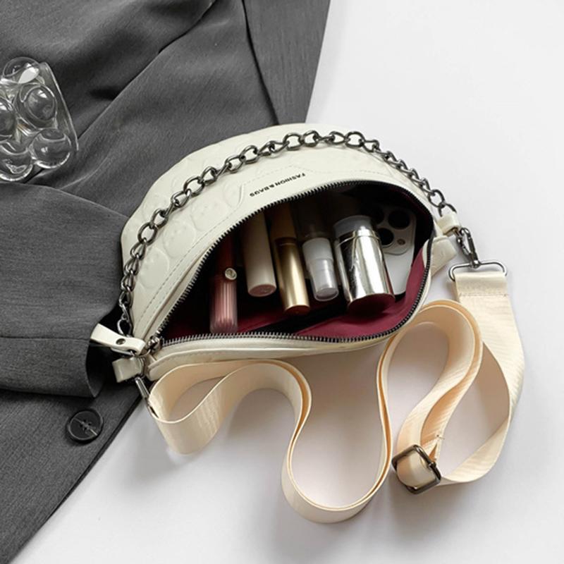 Crocodile Pattern Chain Chest Bag for Women PU Leather Casual Fanny Pack Waist Bag Shoulder Bags Crossbody Bag