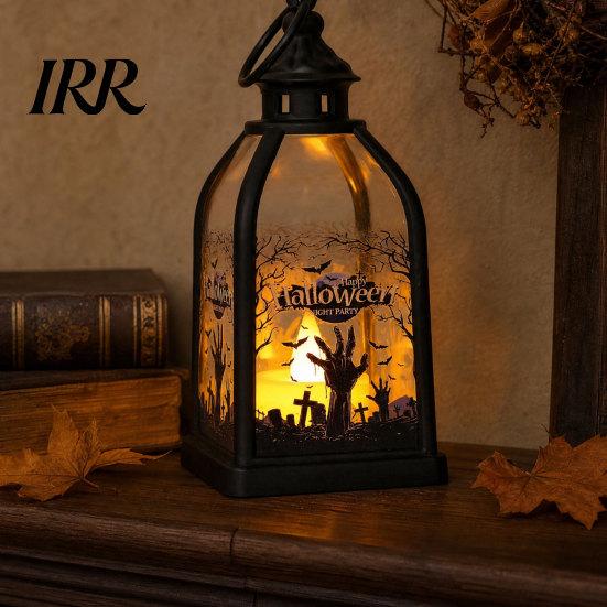 Halloween Decoration Candle Lantern, Decorative Spooky Witch Skeleton Pumpkin Tabletop Party Supplies Light for Haunted House, Front Porch,