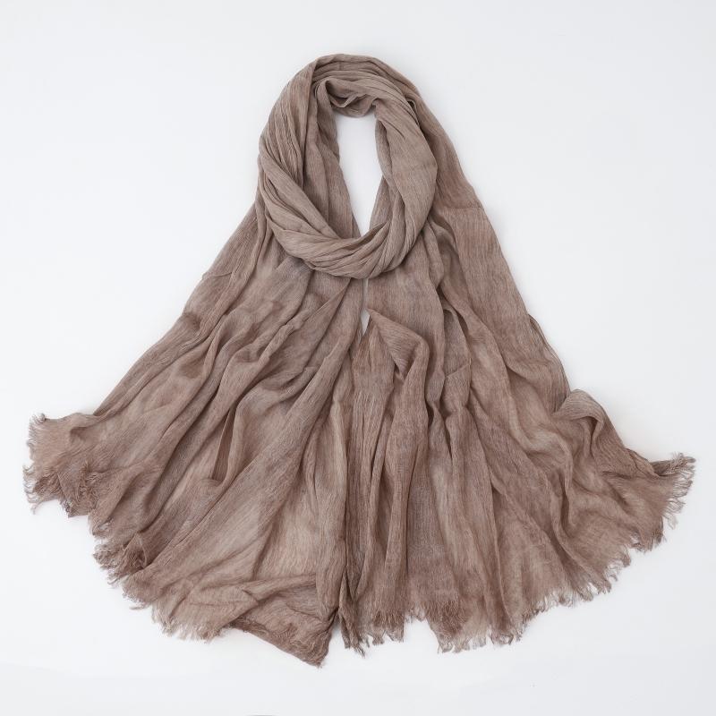 Fashion Cotton Linen Scarf Crinkle Design Hijab Middle Eastern Scarf Wrap Popular Solid Dubai Headwrap