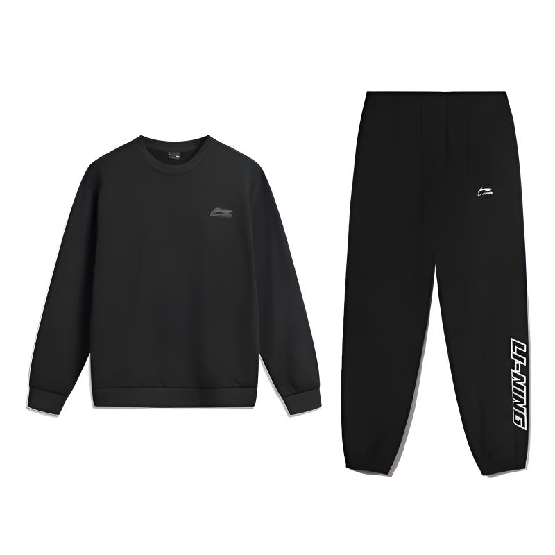 

Li Ning Plain Minimalist Fashion Loose Cotton Soft Versatile Crew Neck Pullover Long Sleeve Sweatshirt Casual Sports Set AWDVK45-1+YYKV197-1 3XL