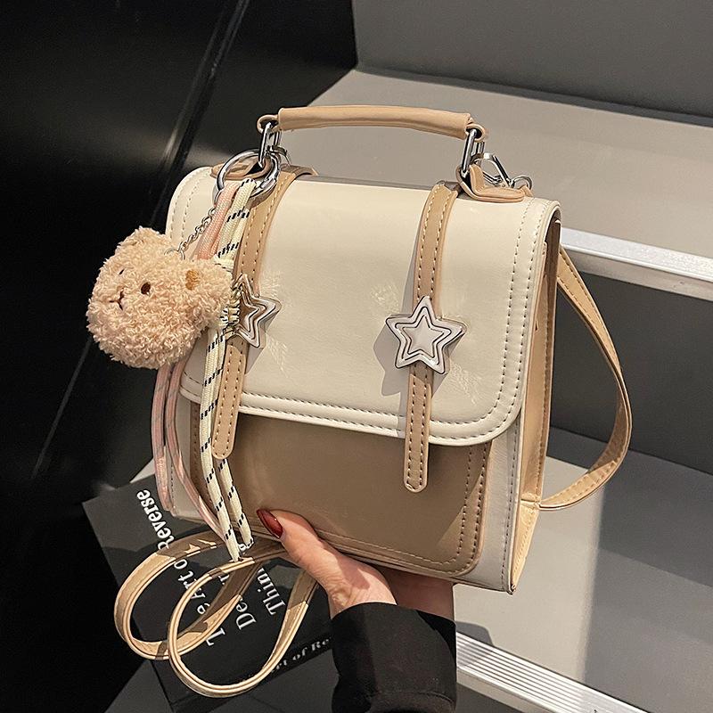 Niche Trend Schoolbag 2025 Spring College Women's Bag New Solid Color Versatile Student Multi-purpose Backpack Messenger Bag