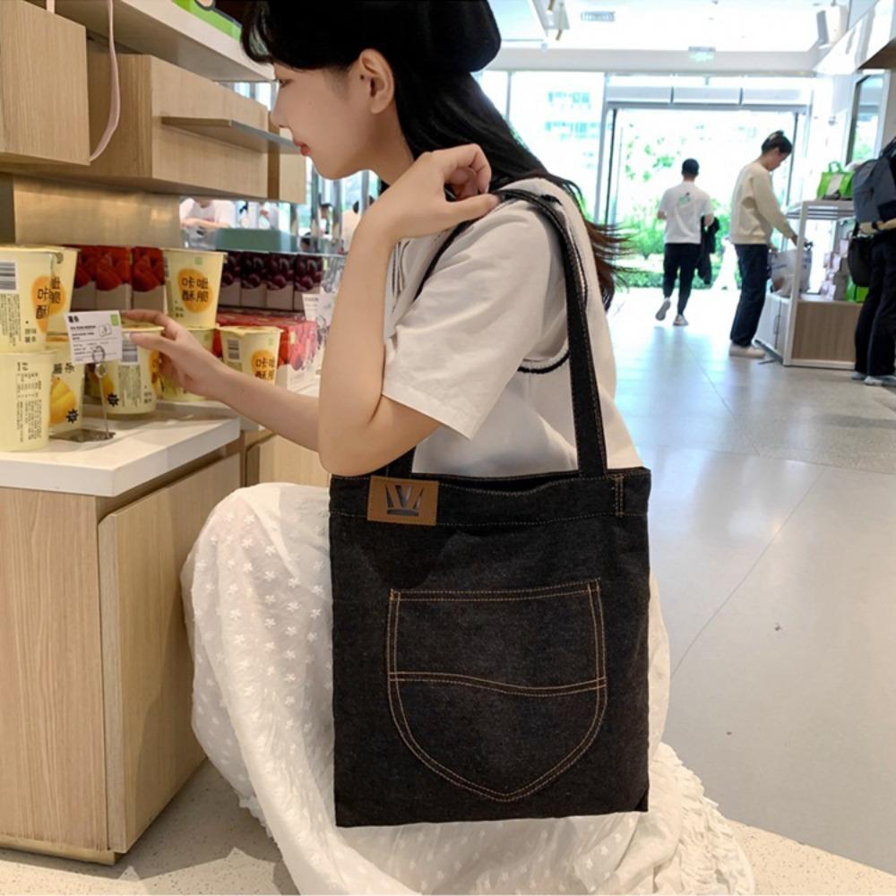 

Trendy Canvas Bag Jeans Shape Underarm Bag 2024 Shoulder Bag Sexy B