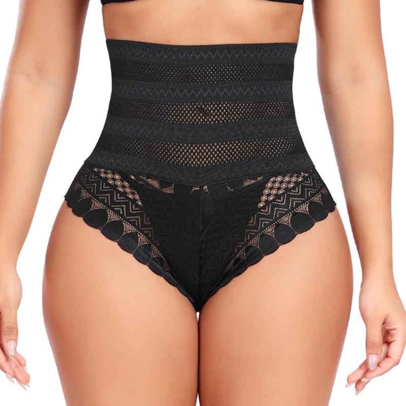 

Women High Waist Mesh Hollow Lace Tummy Control Slim Butt Lifting Shapewear Briefs S чорний