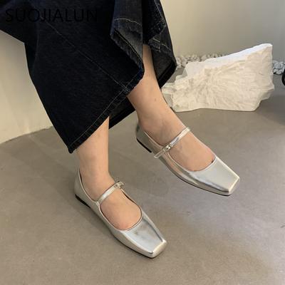 Chaussures plates à bout carré pour femmes, chaussures Mary Jane peu profondes, ballerines souples et décontractées, chaussures à bride arrière, nouvelle marque été 2024