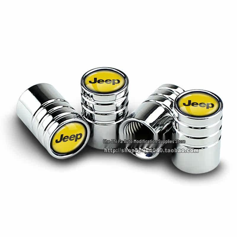 Jeep Tire Valve Stem Caps for Grand Cherokee, Compass, Wrangler, and Cherokee - Decorative Set
