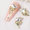 Yousheng 10Pcs/Set Nail Art Charm Golden Bowknot 3D Alloy Luxury Cute DIY Solid Colored Rhinestone Love Heart Nail Decoration Salon Home Use
