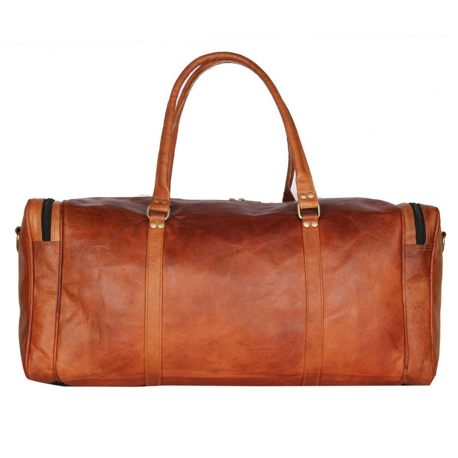 Grand Sac De Voyage Week-end En Cuir De Chèvre – Marron – Fait Main – Léger