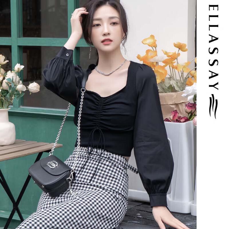 ELLASSAY Women's Pleated Drawstring Knit Top