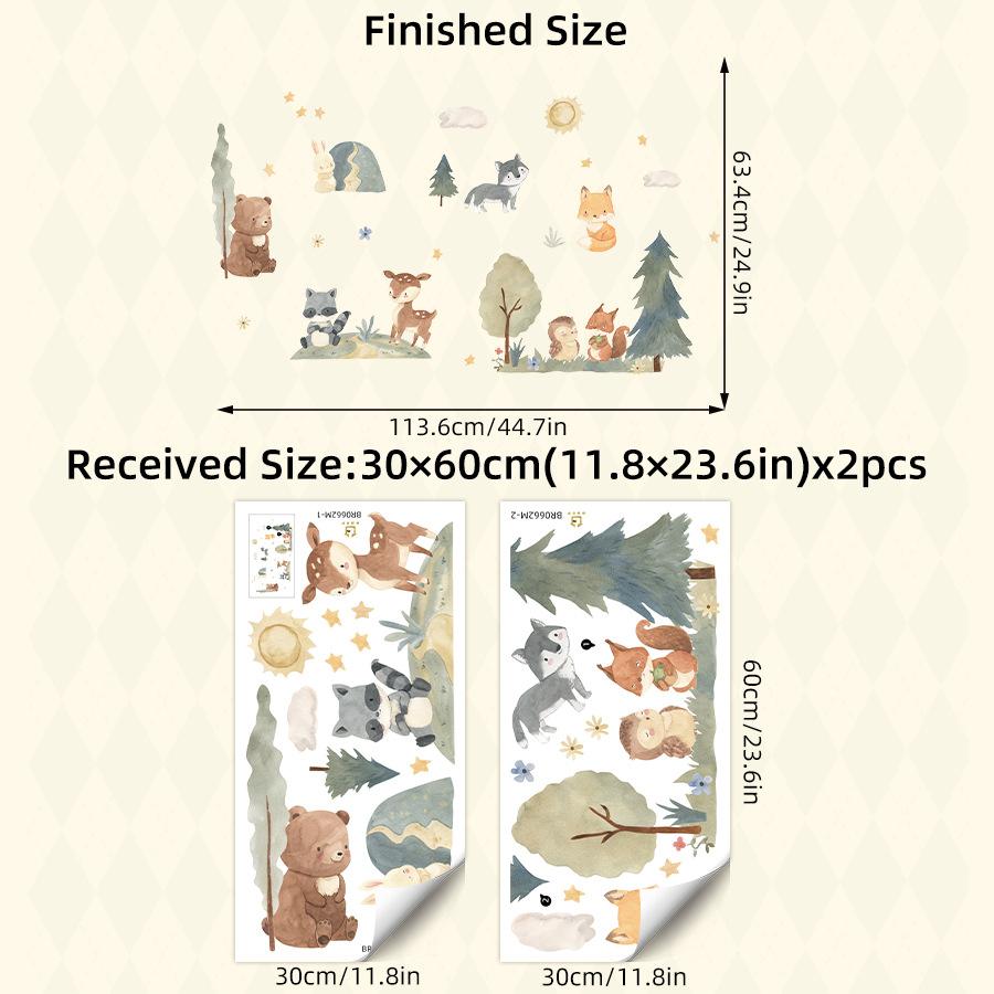 Cute Cartoon Animals Wall Sticker Elephant Lion Monkey Kids Room Home Decor