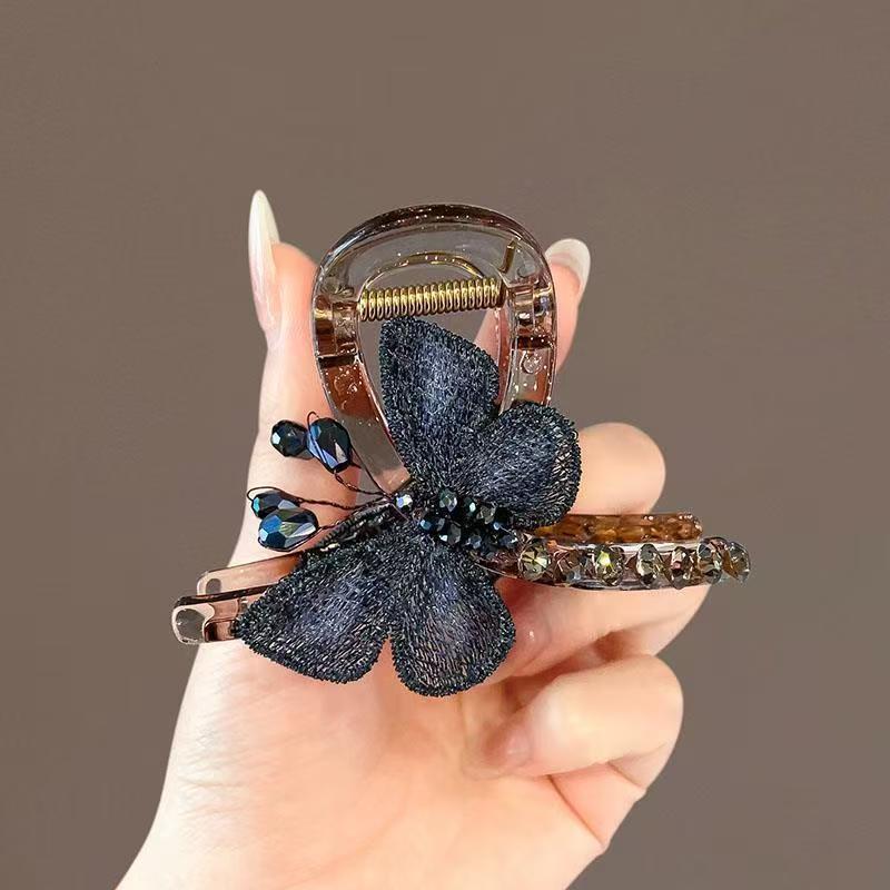 Neue Retro Stickerei Schmetterling Haarspange Damen Mädchen Elegant Haarspange Hinterkopf Halbhochsteckfrisur Haiklammer Styling-Accessoires