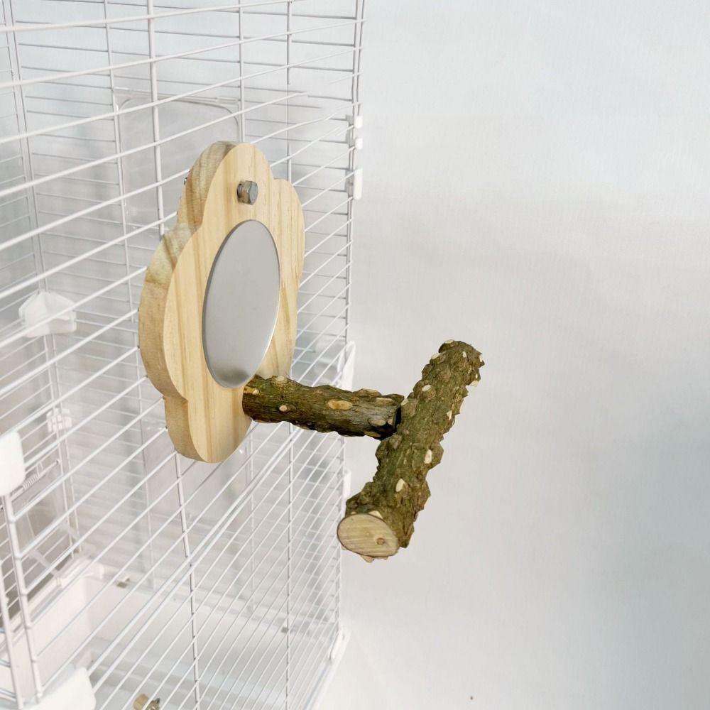 Wear Resistant Bird Perch Stand with Mirror Flower Shape Bird Branch Perch Rod  Grinding