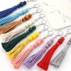 1Pcs 20cm Multicolor Handwoven Tassel Keychain Charm Acrylic Beads Key Chain For DIY Men Women Handbag Accessories Jewelry Gifts