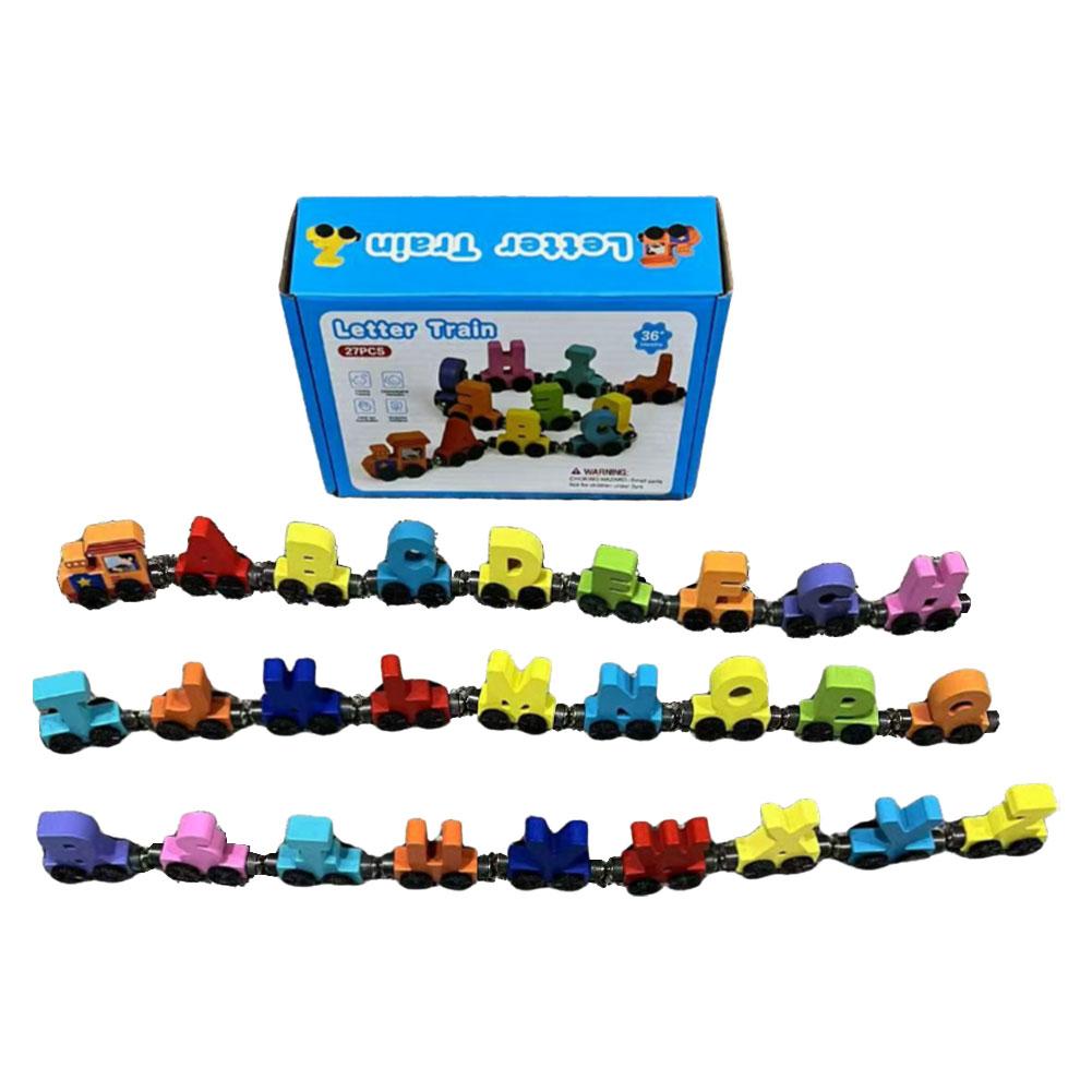 Wooden Magnetic Number Train Building Block Assembly Car Early Cognition Enlightenment Learning Car Cartoon Set For Kids