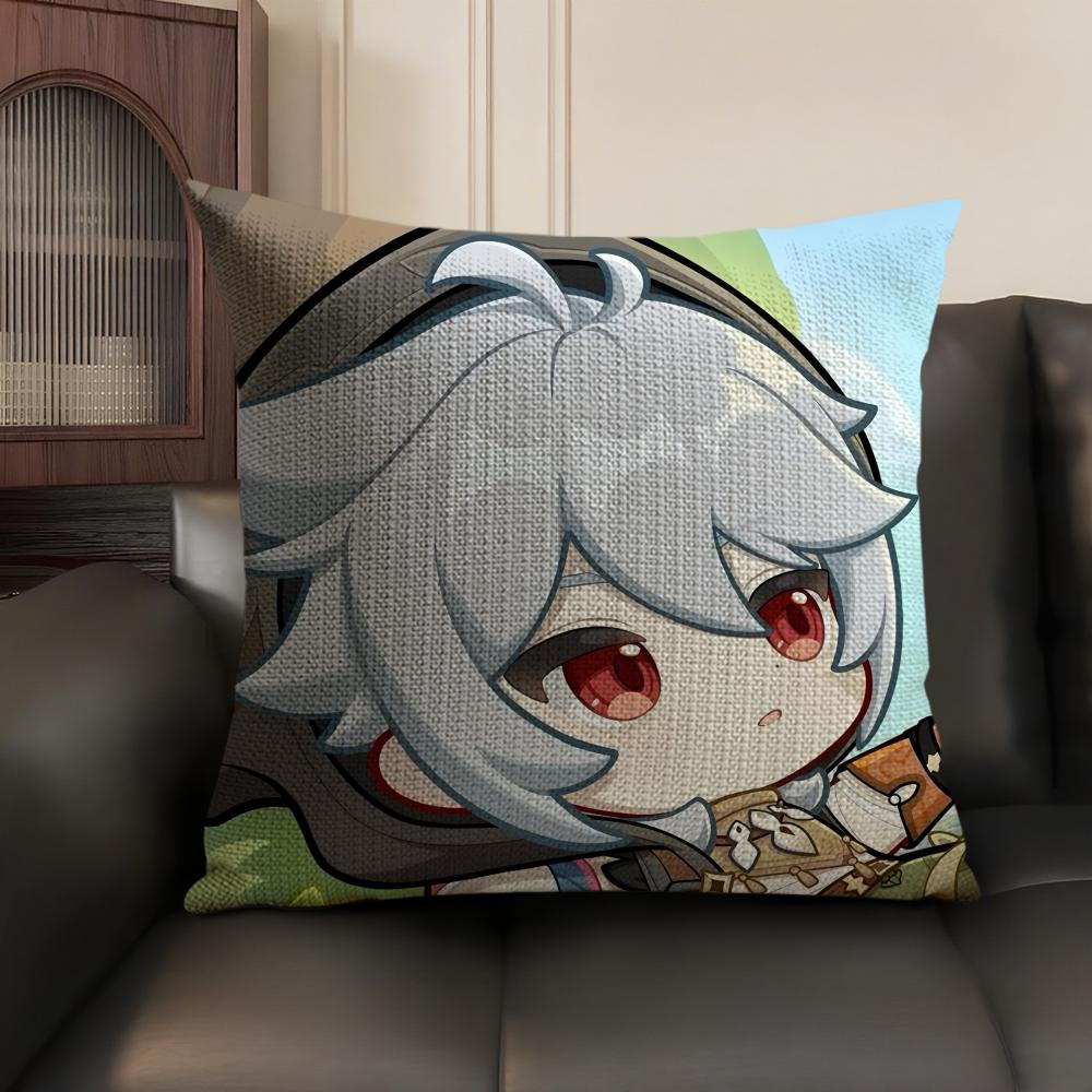 Razor Cute Cute Genshin Impact Cushion Cover Natural Linen Organic Fabric DoubleSided Printing Sofa Home Decor Gift Pillow Case