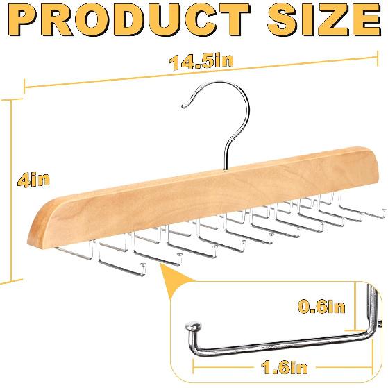 Tank Top Hanger with Premium Wood, 24 Large Capacity, Space Saving,360 Degree Rotating, Foldable Metal Hooks, Tank Tops