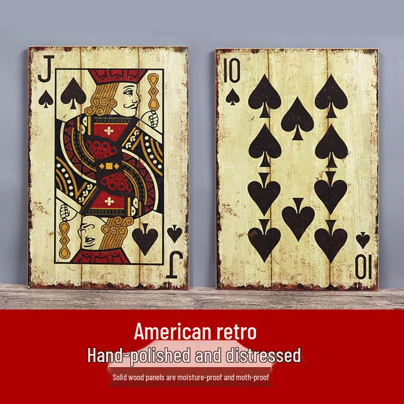 Vintage Playing Cards Wall Art for Bar, Cafe, or Living Room Decor