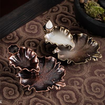 Backflow Desktop Tabletop Ornament Censer Metal Lotus Leaf Home Decorations