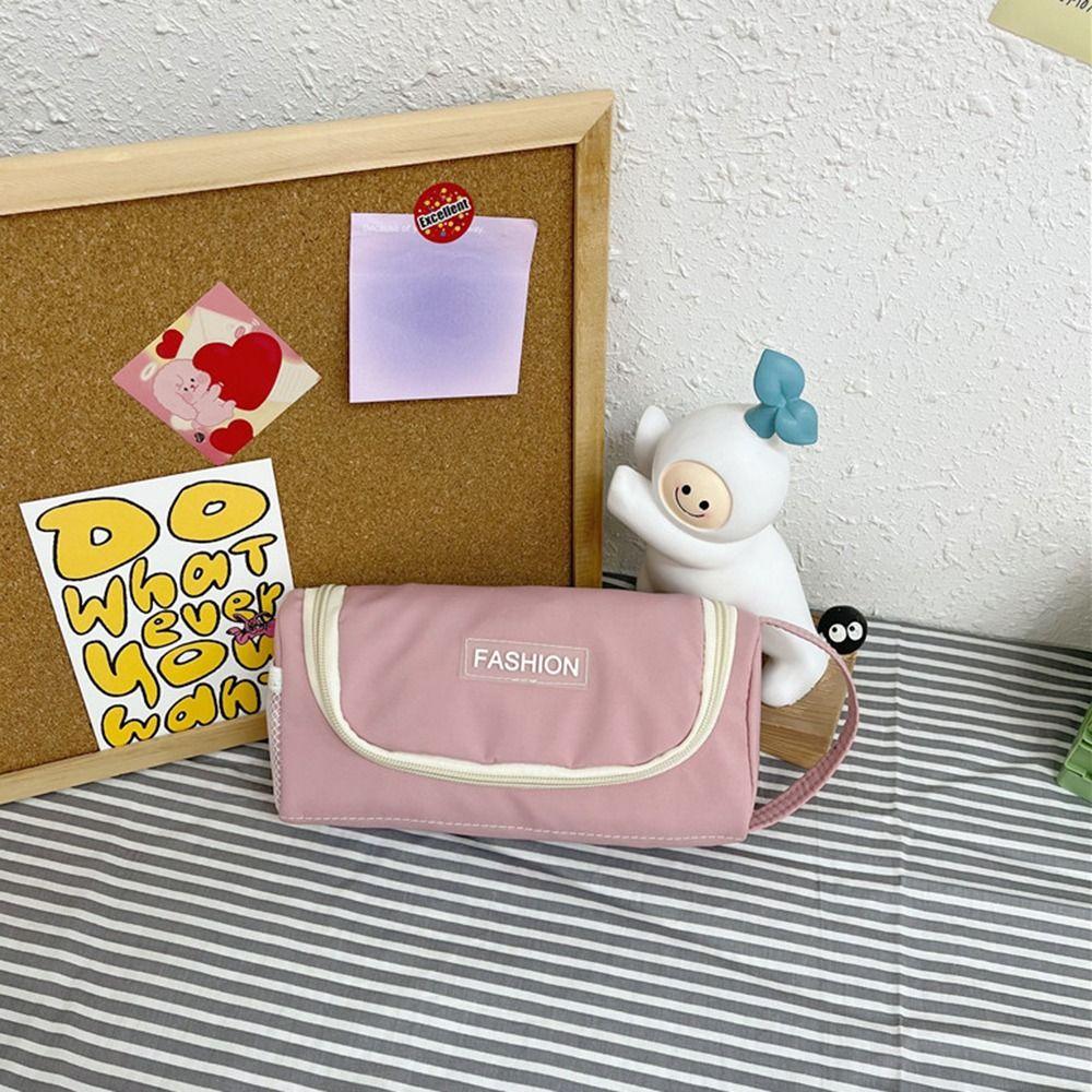 Ins Lattice Pencil Case Washable Storage Bag School Supplies Canvas Estuche  Student