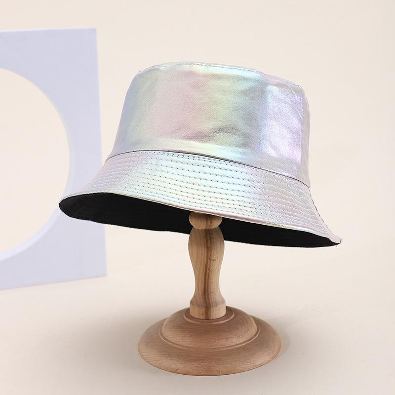 New PU leather bucket hat women's European and American fashion autumn sunshade thin basin hat spot batch
