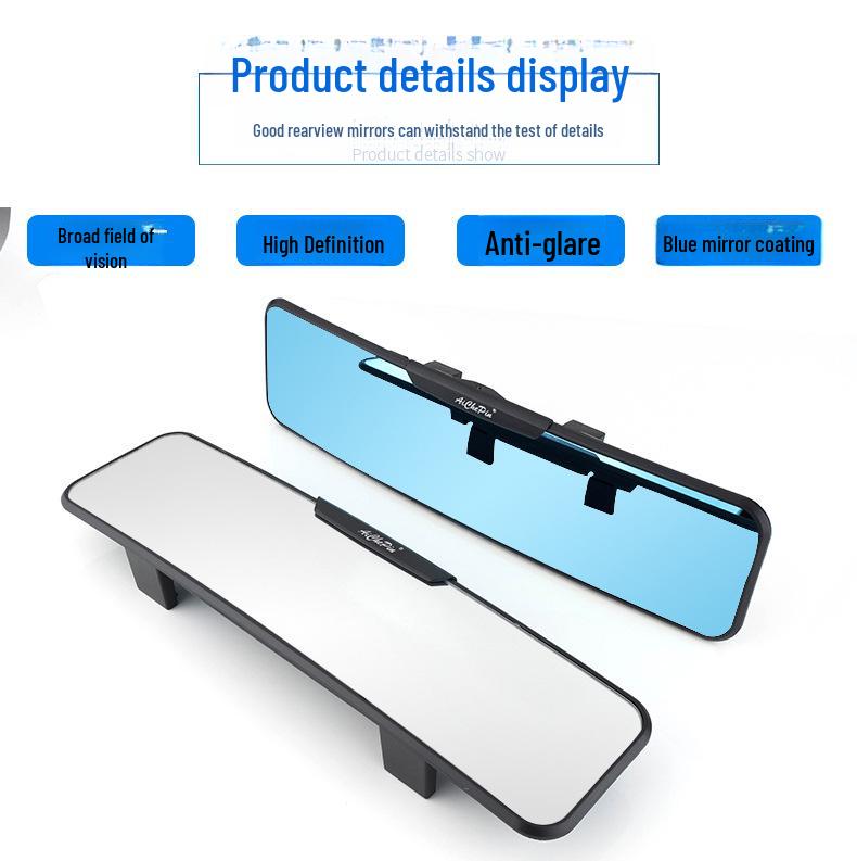 Wide View Car Interior Rearview Mirror with Anti-Glare Blue Tint