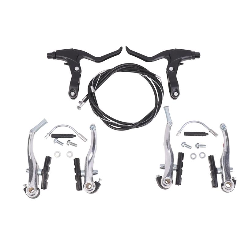 

Aluminum Alloy V Brake Set for Mountain Road Bike - Front And Rear Brake Pads with Levers Cycling Riding Accessories серебряный