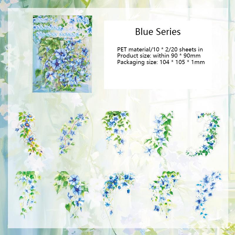 20Pcs/Pack Vintage Plant Flowers PET Waterproof Sticker for DIY Scrapbooking Journal Photo Album Decoration Materials Stickers