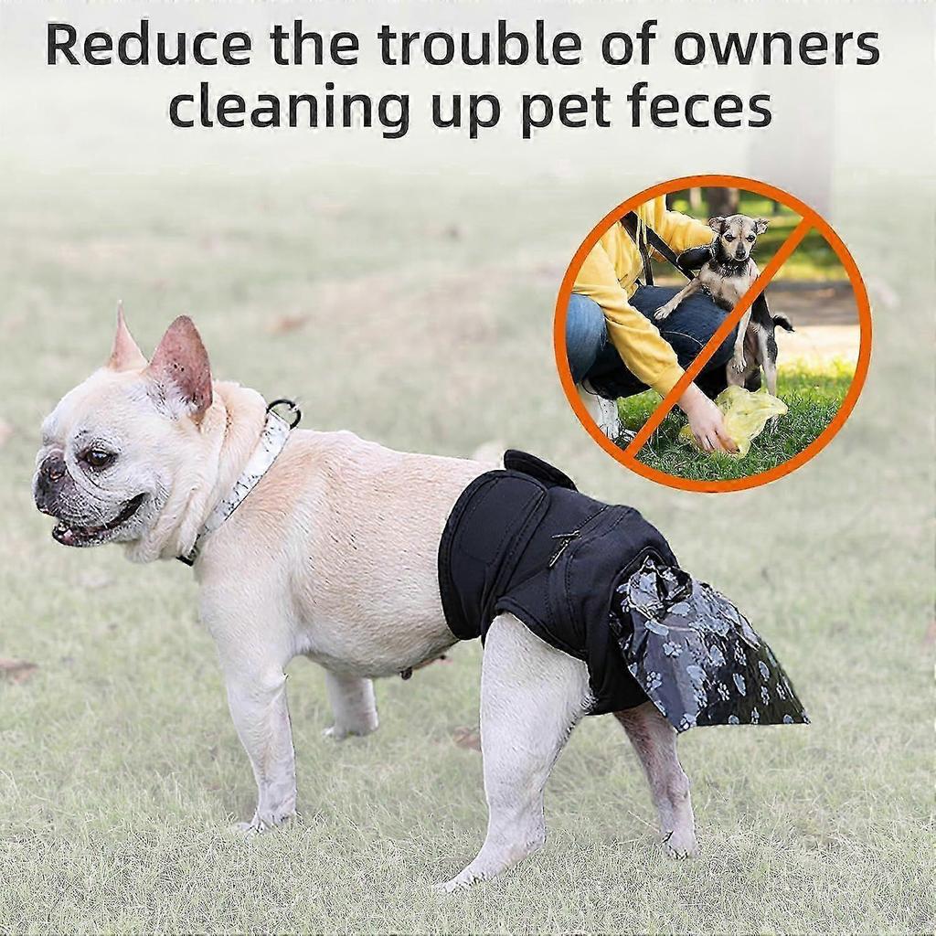 Dog Poop Pants with 50pcs Dog Poop Bags, Adjustable Reusable Dogs Sanitary Pants Pet Physiological Underwear Diaper Poops Collection Trousers for Inco