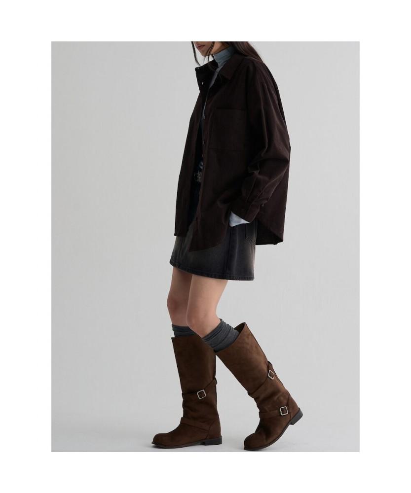 8seconds Three-Bone Corduroy Oversized Shirt Brown