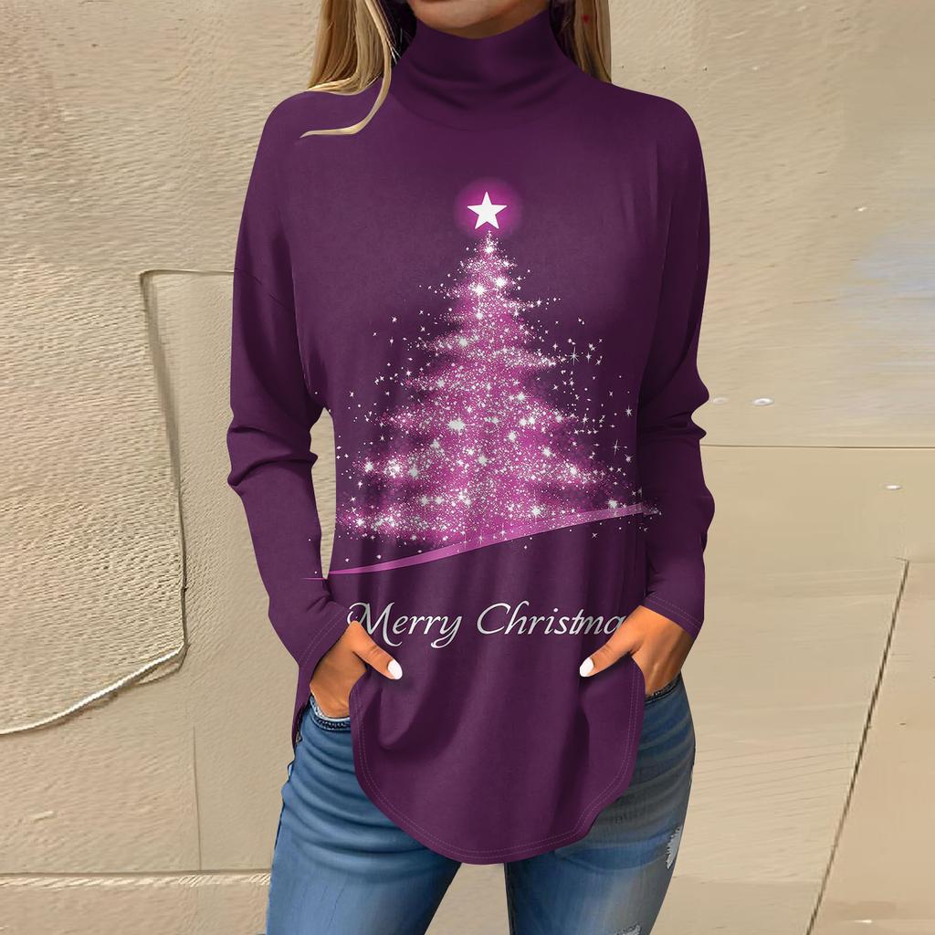 Cămăși de toamnă casual cu mânecă lungă Hanorac cu imprimeu vintage Pulover cu gât înalt