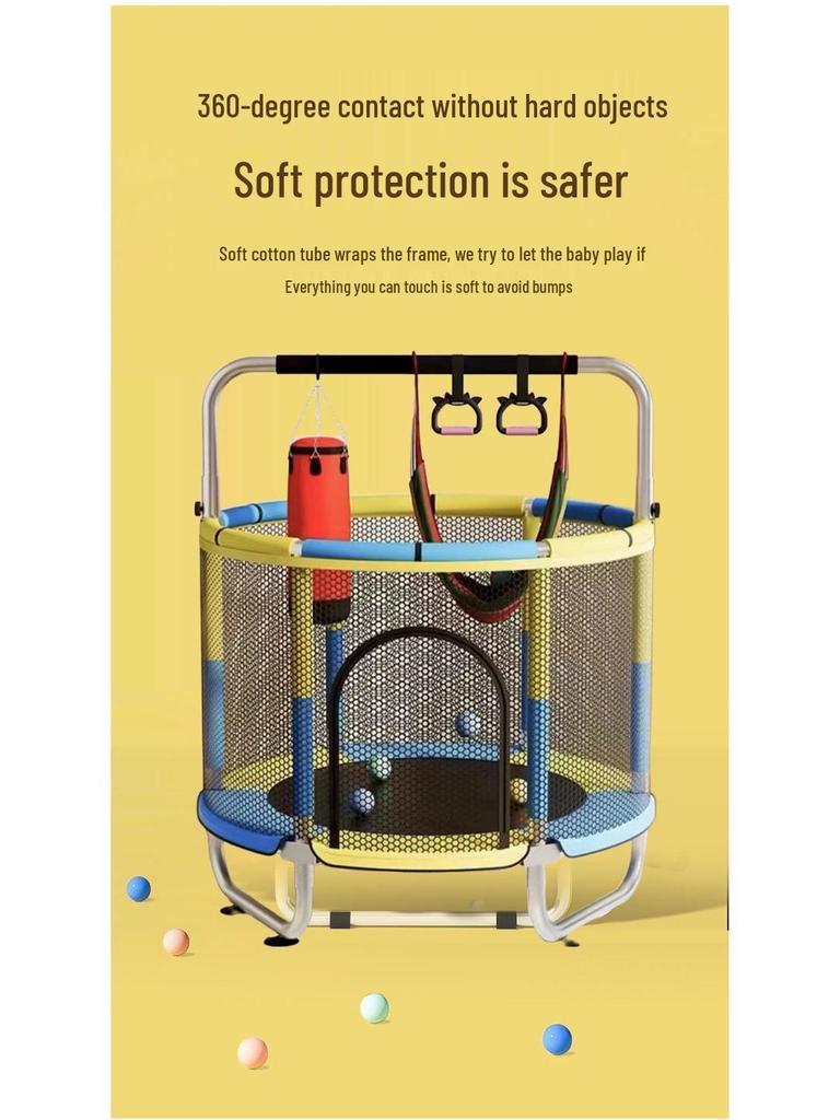 Indoor Family Trampoline with Safety Net for Kids and Adults