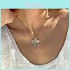 Floral Metal Pendant Necklace With Alloy Charm For Women Fashion Jewelry Set