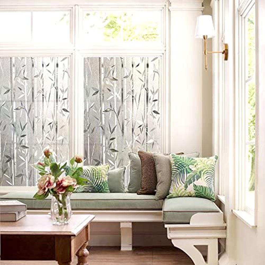 Bambusová okenní fólie, vitrážová fólie, matná okenní samolepka, dekorativní okenní přilnavost bez lepidla