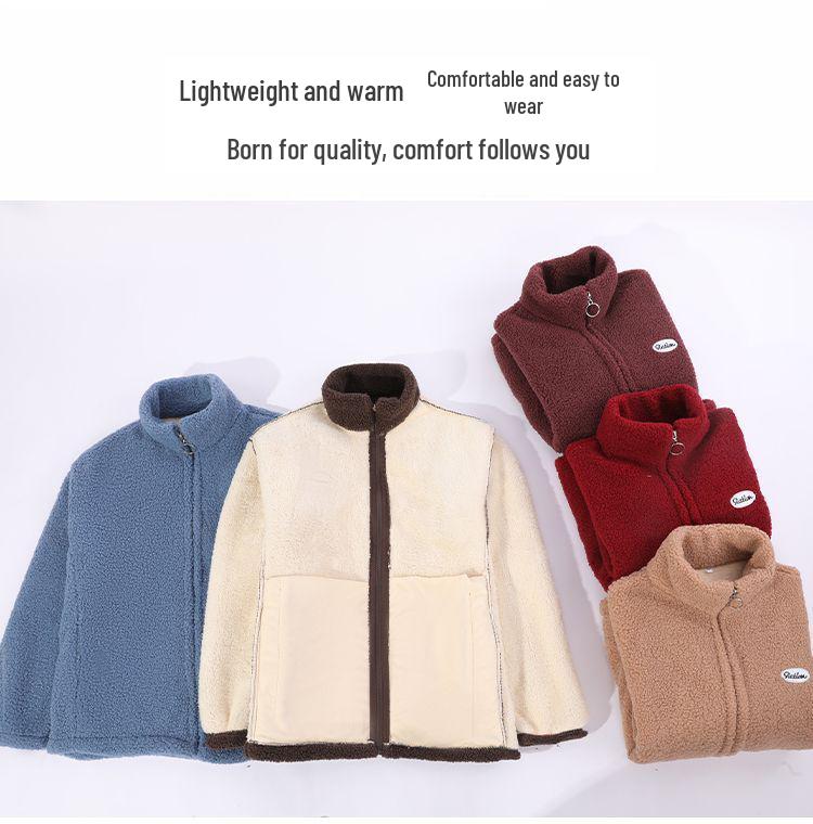 Plus Size Velvet Fleece Jacket: Loose Fit Lambswool Sweatshirt for Middle-Aged & Elderly