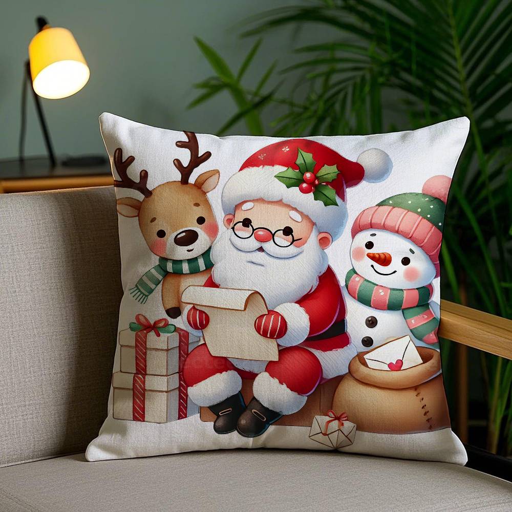 Christmas and deer Cute Pillow Case Antidustmite Invisible zipper Sofa Bed