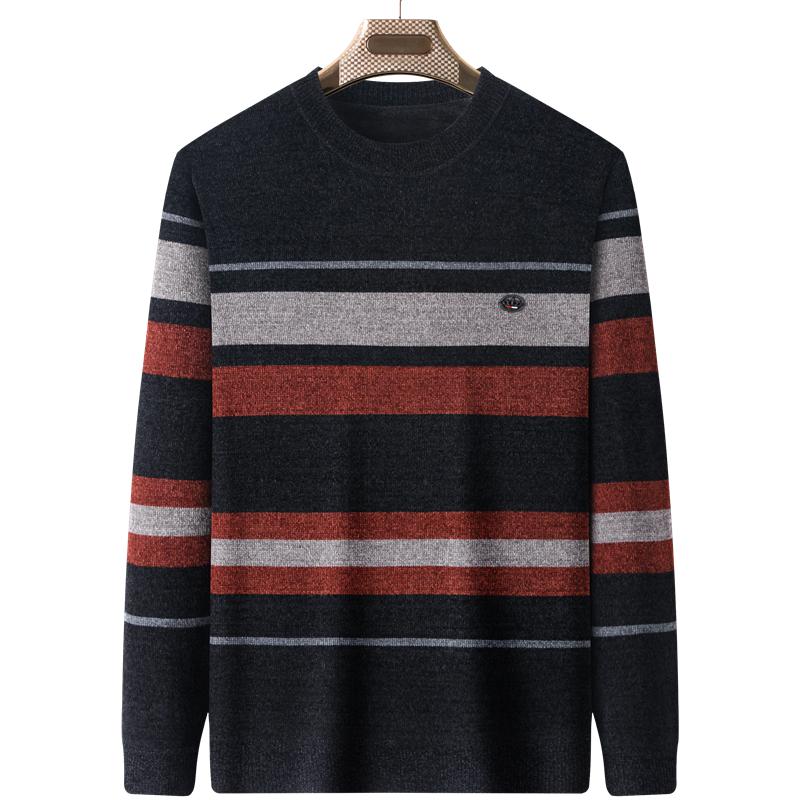 Men's Plus Velvet Thickened Chenille Sweater: Warm Winter Knitwear for Middle-Aged and Elderly Dads