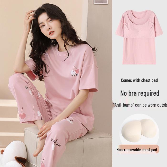 Women's Korean Style Cartoon Pajama Set - Short Sleeve, Long Pants, Plus Size, Casual Homewear