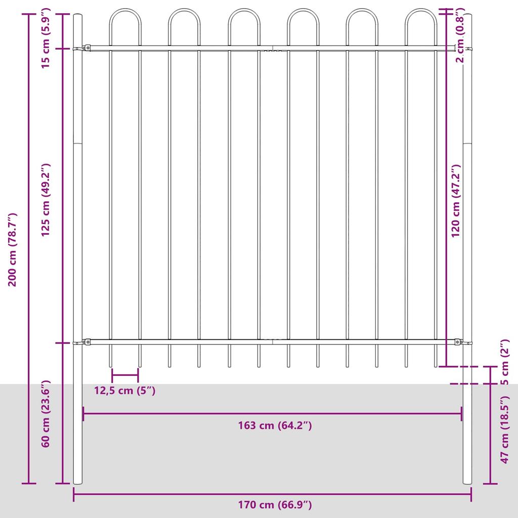 Garden Fence 2 pcs White 3.4 x 0.8 m Powder Coated Steel