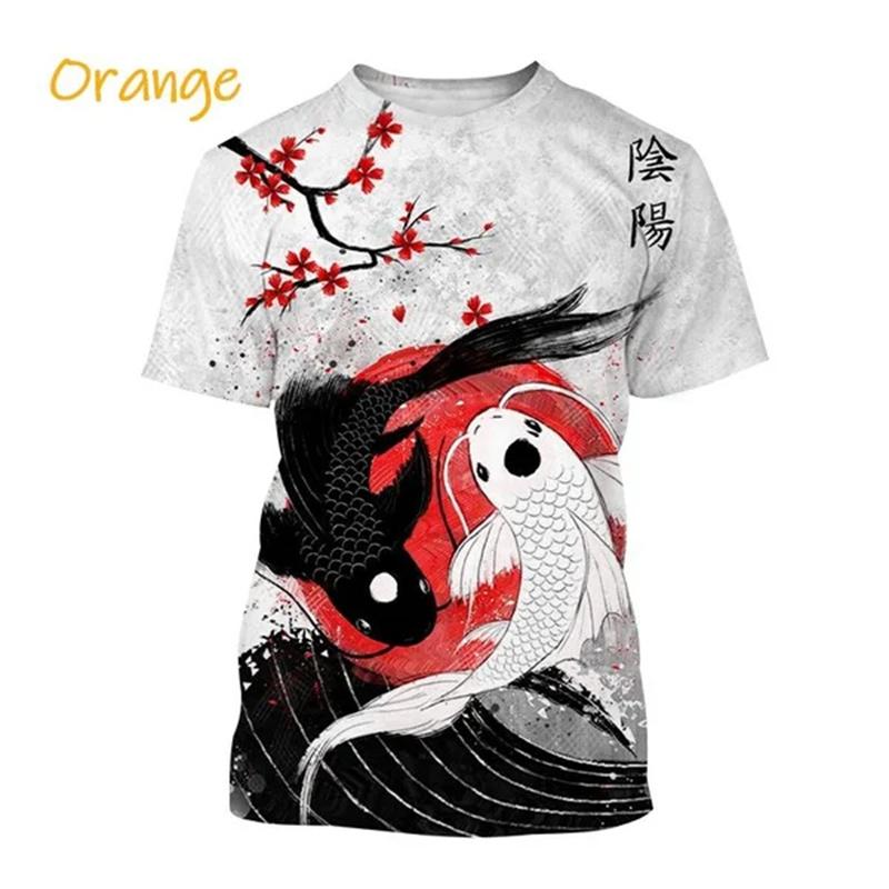 Summer Chinese Tai Chi Bagua Pattern T-shirt Men's Yin Yang Koi 3D Printed Top Shirt Cool Street Short Sleeve Clothing