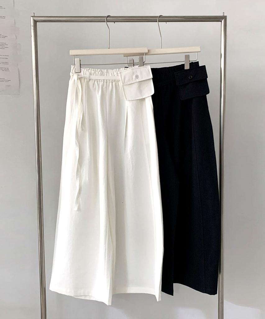 Baseukala Dear Banding Wide Slacks (2Colors)