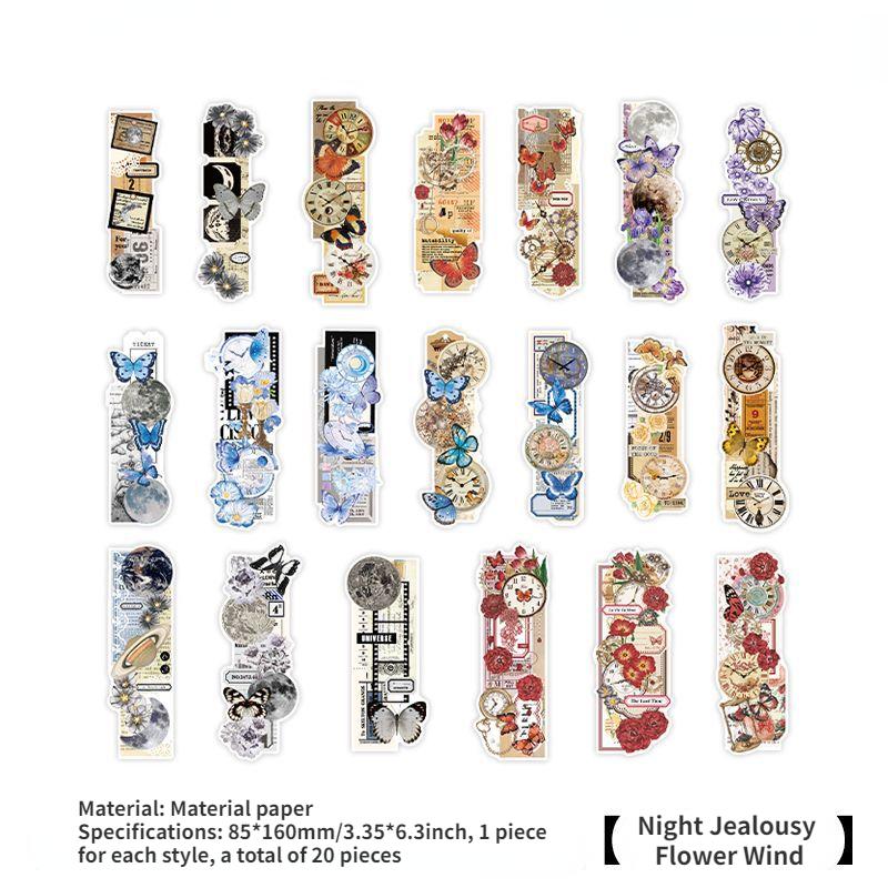 Vintage Creative Botanical Butterfly Flower Stickers for DIY Decorative Stickers (No Backing)