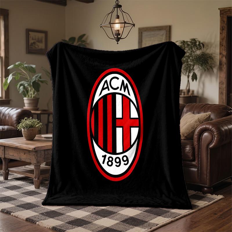 AC Milan Print Flannel Blanket Soft Warm Sofa Bed Throw Blanket For Home Office Bedroom