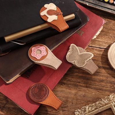 1 Pcs Cute Magnetic Leather Bookmark Strong Magnetic Page Holder with Animal Stitched Design Tassel Kawaii Planner Accessory
