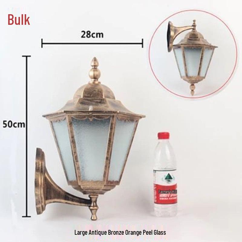 Hexagonal Outdoor Wall Light: European Retro Waterproof Lamp in Antique Bronze Black for Balcony Decor