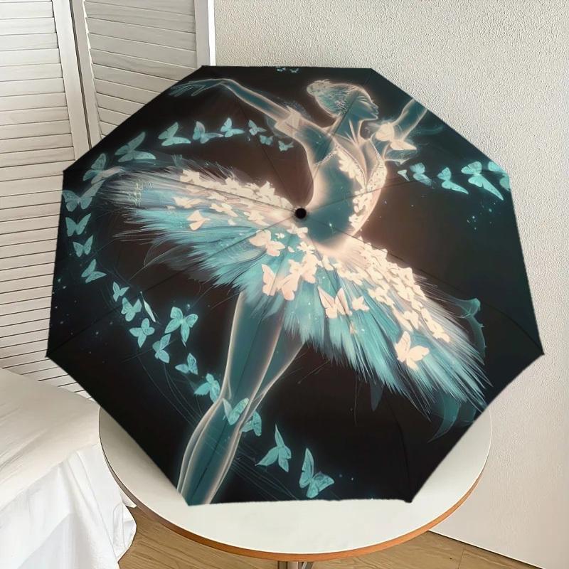 

1pc Butterfly Ballerina Dance Umbrella with Plastic Handle,Suitable for All Seasons Home Travel Outdoor UmbrellaDD156