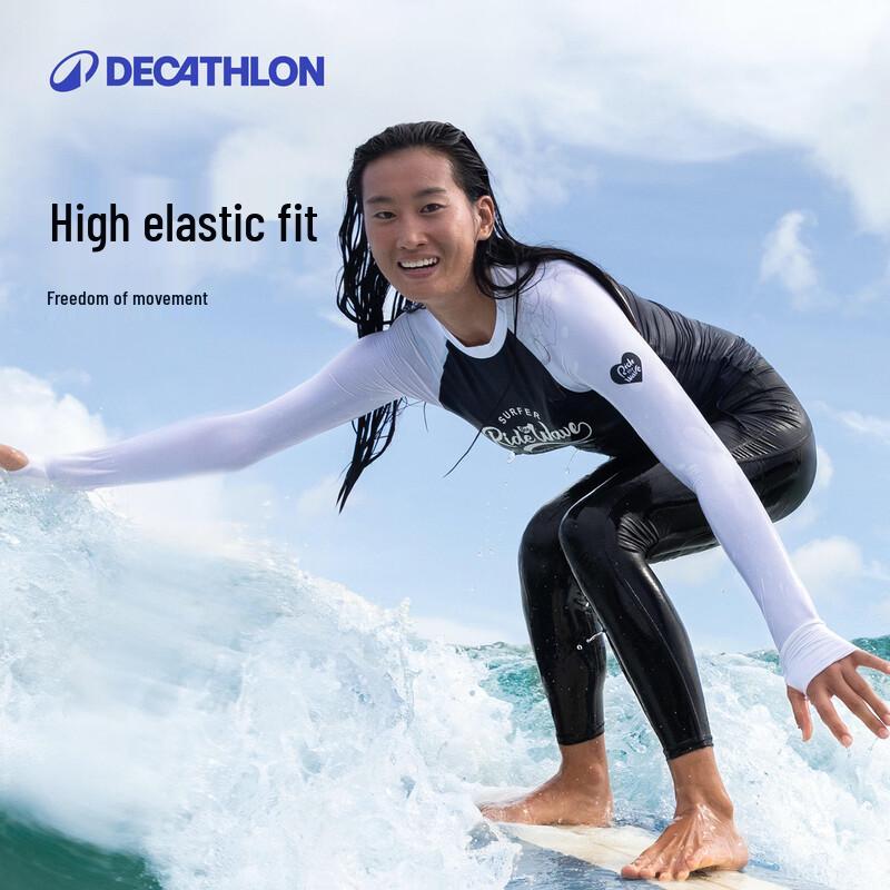 Decathlon Dambaddräkt med Smal Passform, Svalkande, Solskydd för Surfing